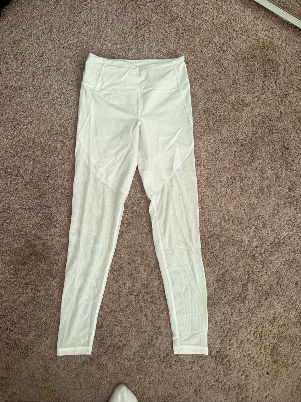 White Mesh Detail Leggings